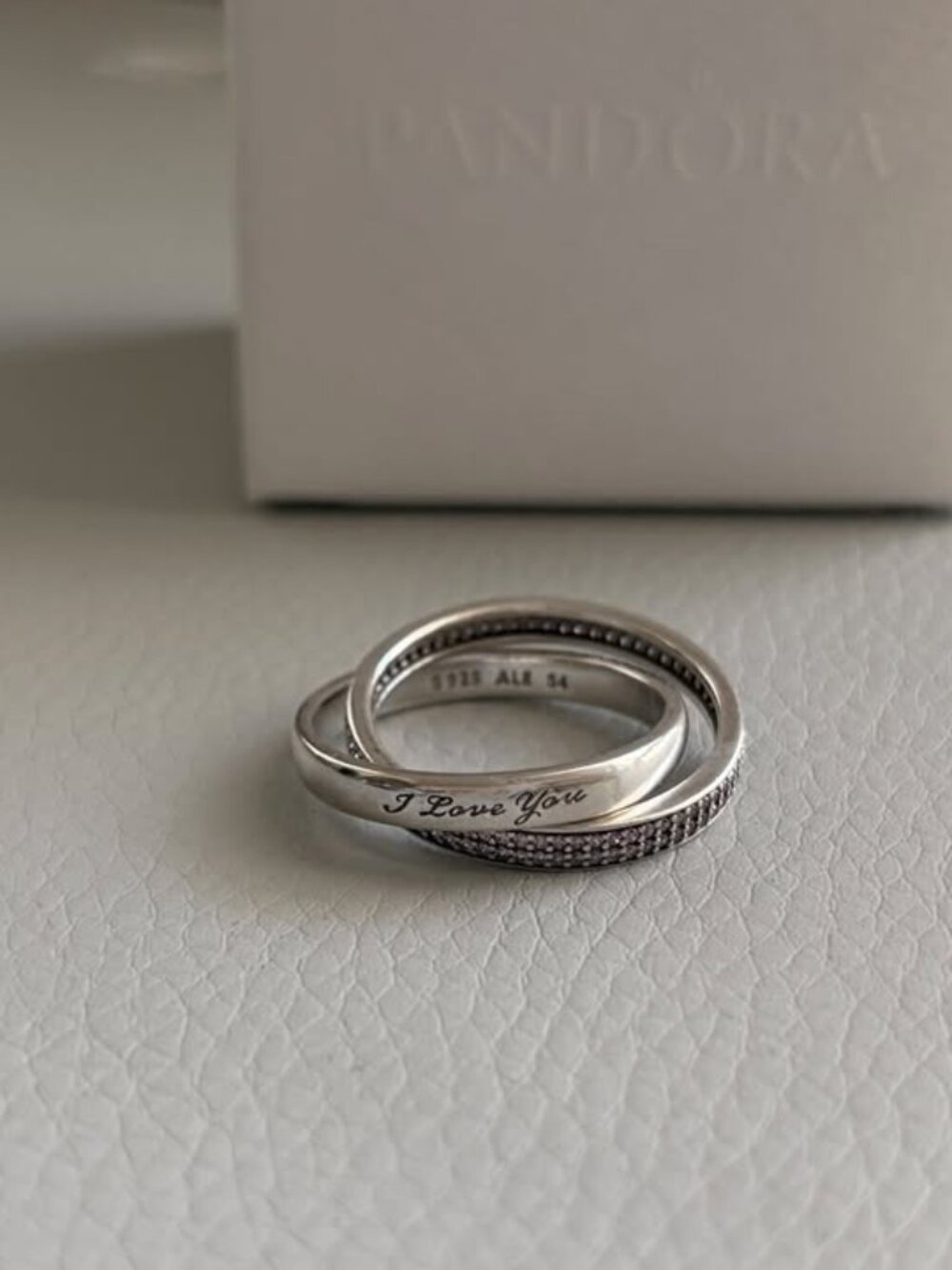 Pandora ‘I Love You’ Pavé Crossover Dual Band Ring